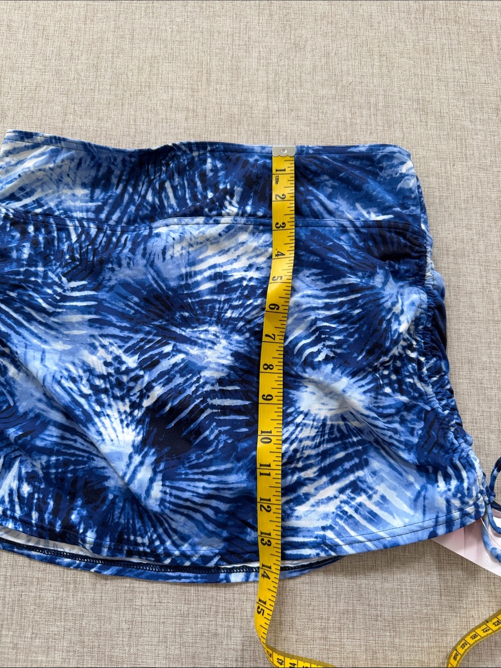 Lands End swim skirt/skort bottoms womens 8 blue graphic ruched modest beach - Picture 8 of 8